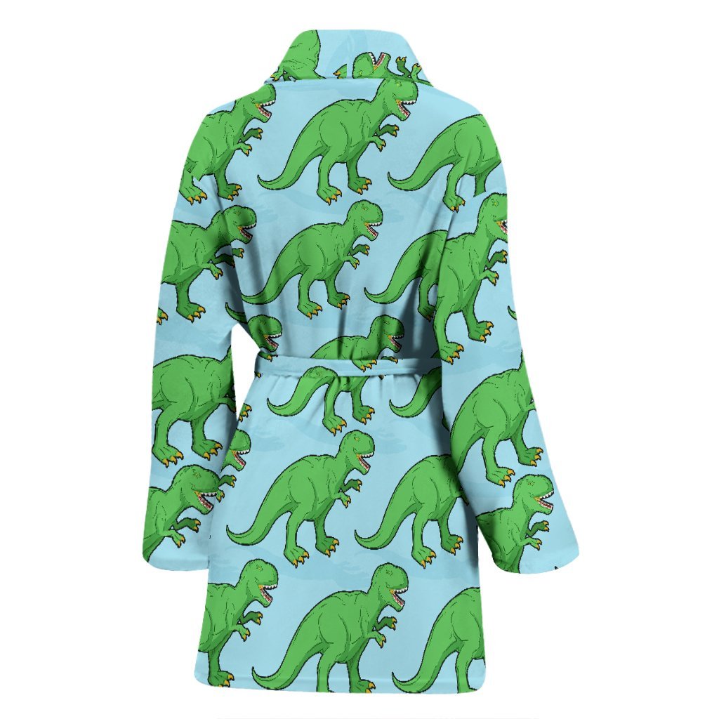 T rex Dinosaur Pattern Print Women Long Robe-grizzshop