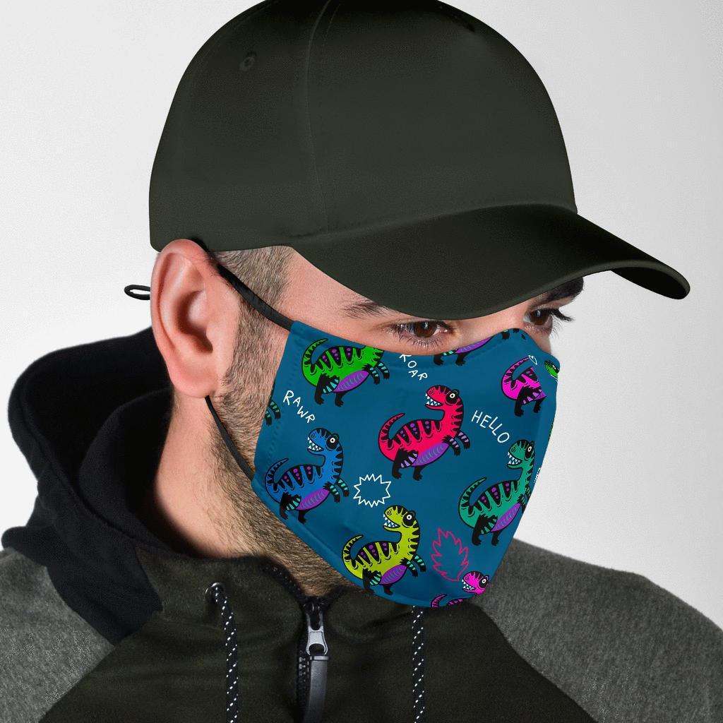 T rex Dinosaur Print Pattern Face Mask-grizzshop