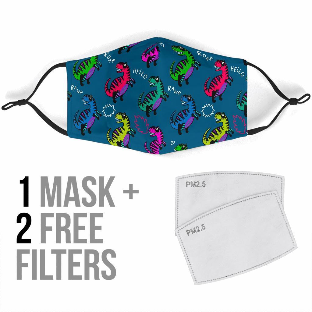 T rex Dinosaur Print Pattern Face Mask-grizzshop