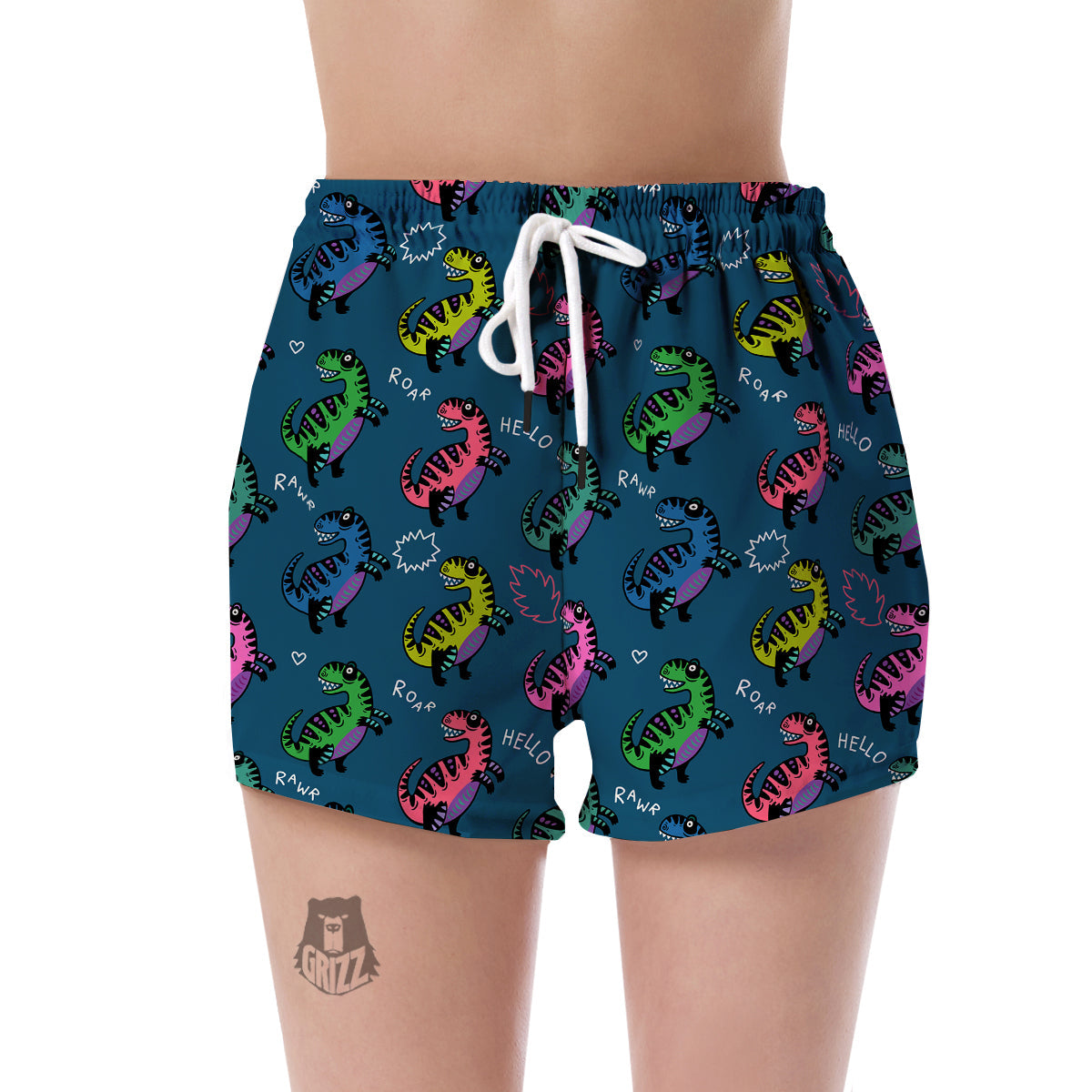 T rex Dinosaur Print Pattern Women's Shorts-grizzshop