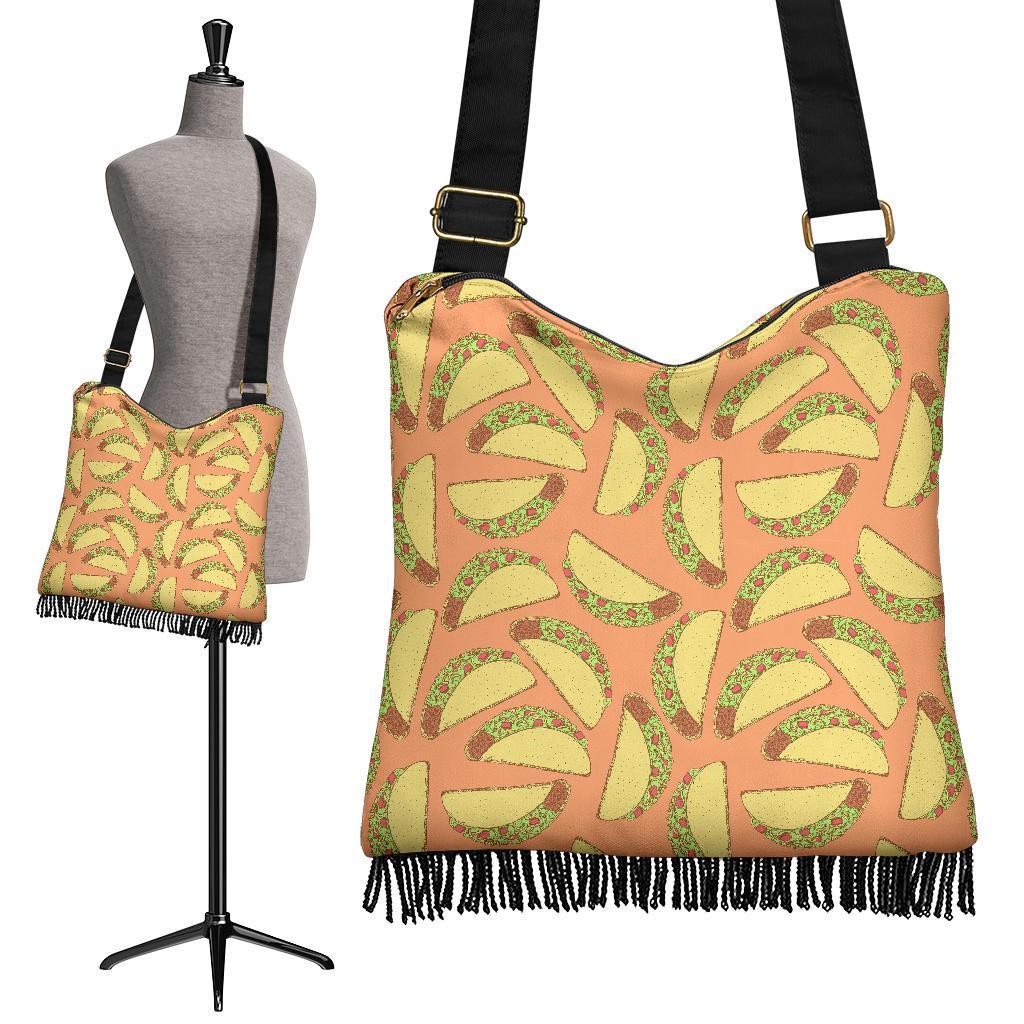 Taco Pattern Print Crossbody Bags-grizzshop