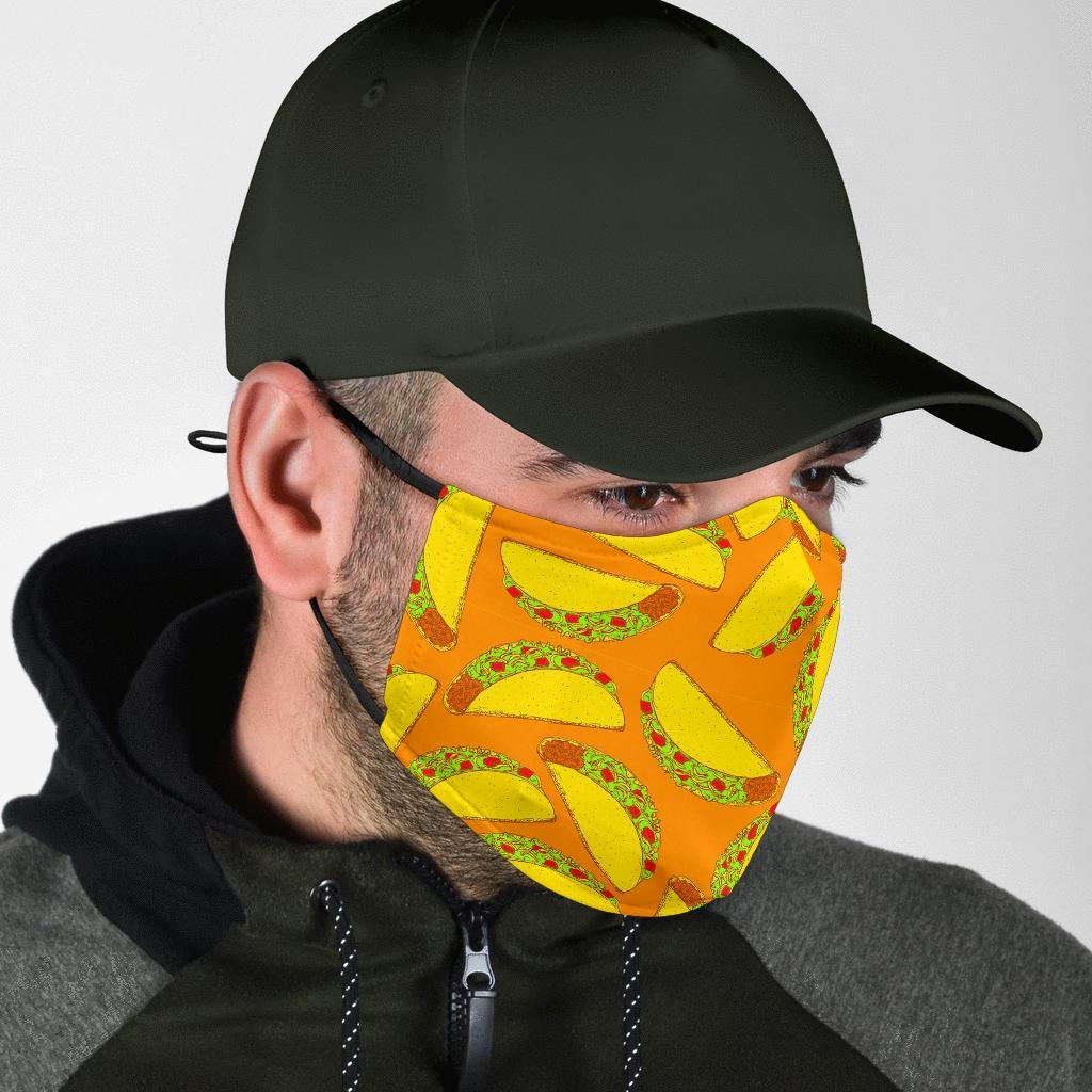 Taco Pattern Print Face Mask-grizzshop