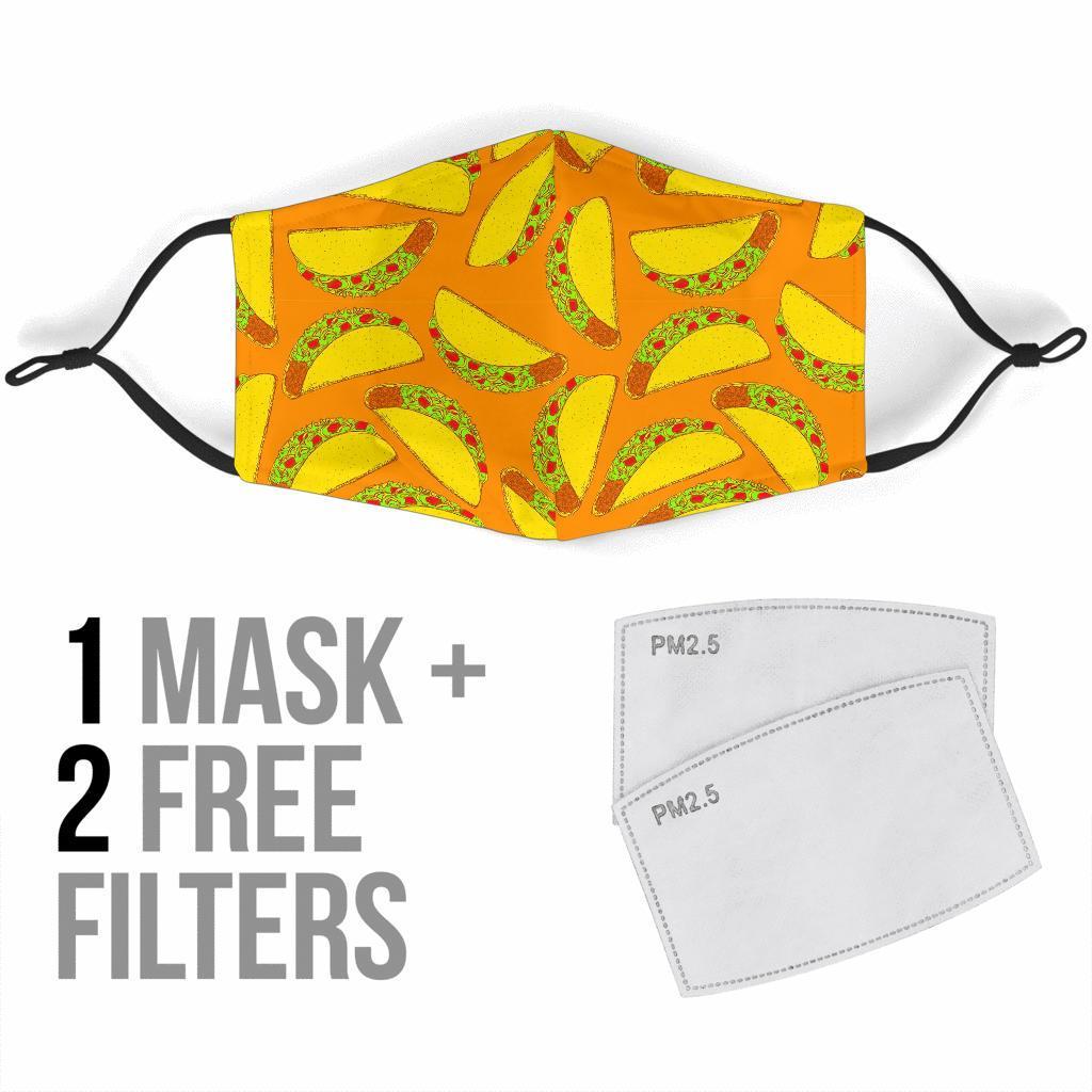 Taco Pattern Print Face Mask-grizzshop