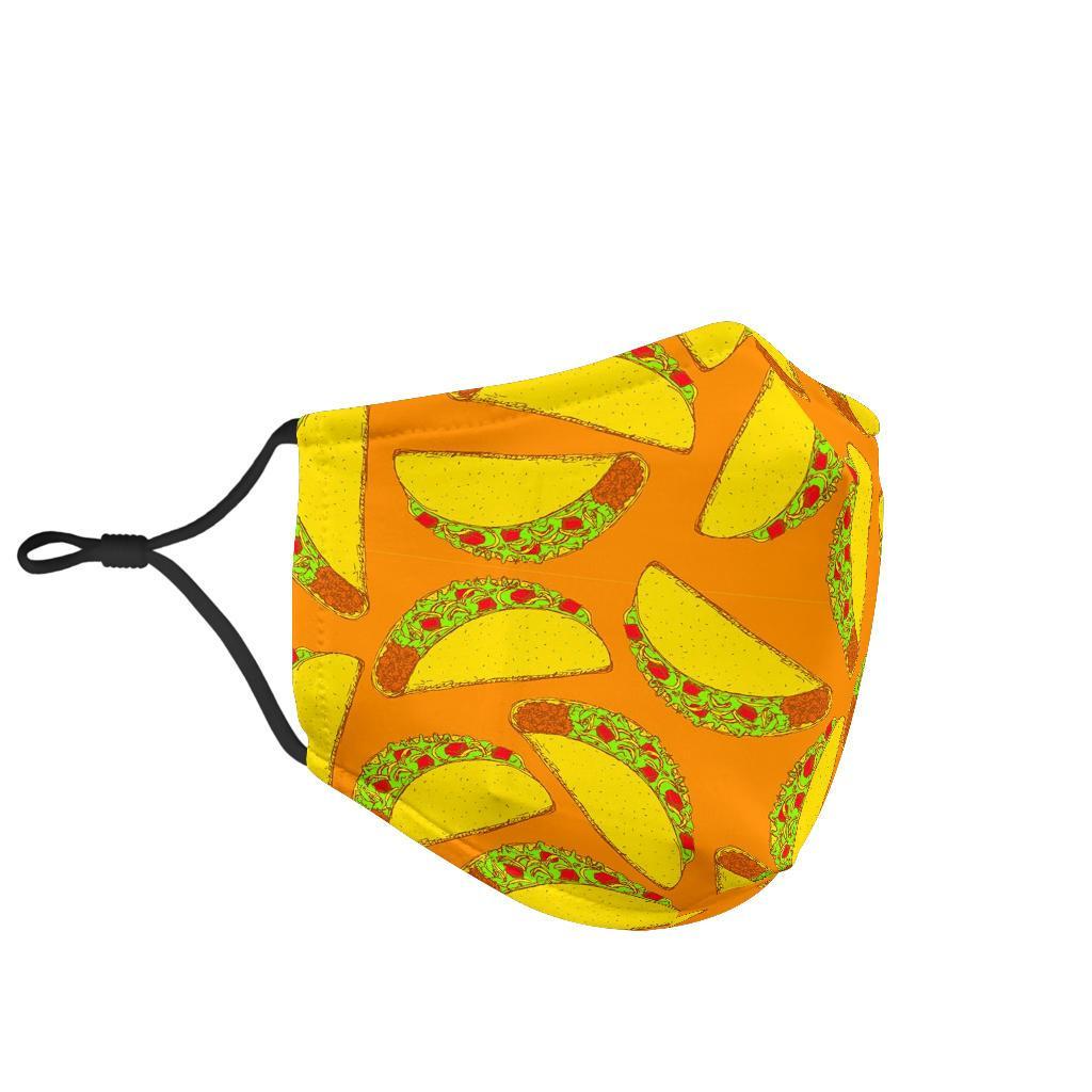 Taco Pattern Print Face Mask-grizzshop