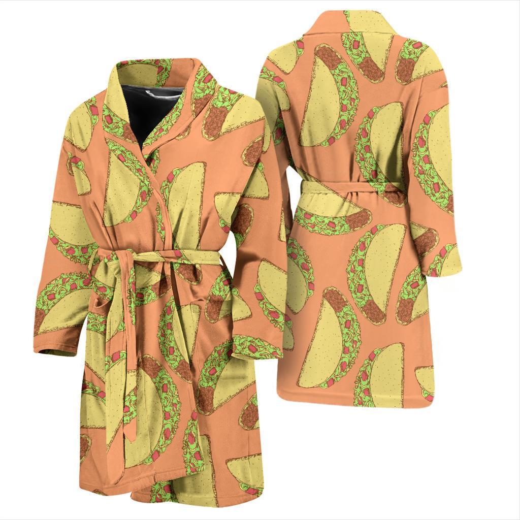 Taco Pattern Print Men Long Robe-grizzshop