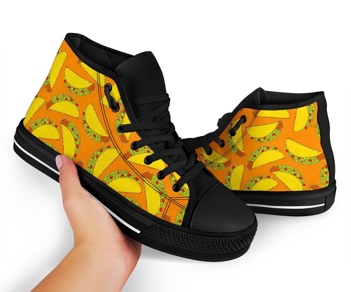 Taco Pattern Print Men Women's High Top Shoes-grizzshop
