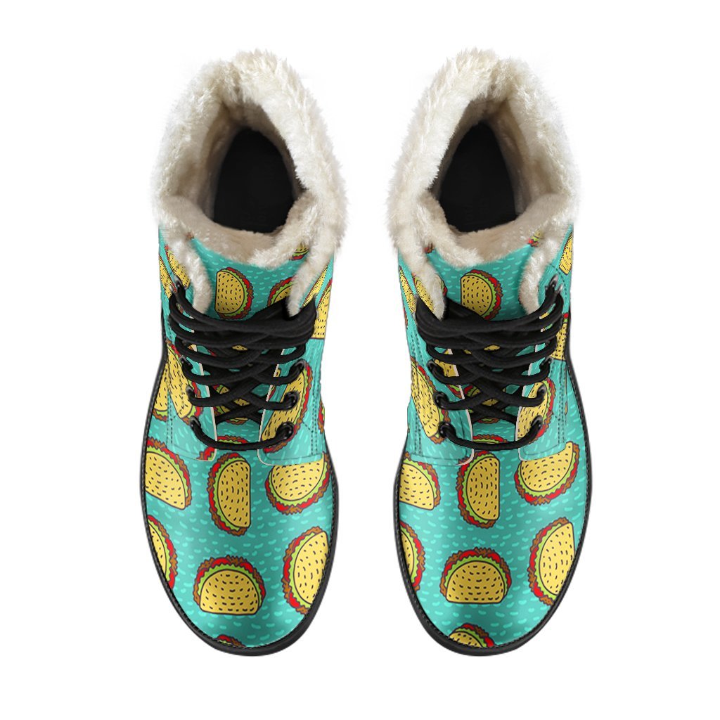 Taco Print Pattern Comfy Winter Boots-grizzshop