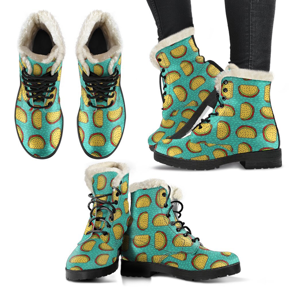 Taco Print Pattern Comfy Winter Boots-grizzshop