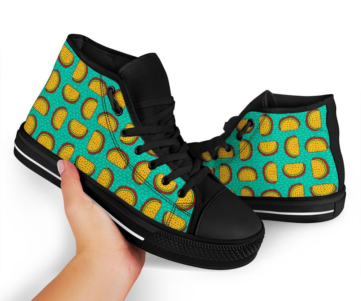 Taco Print Pattern Men Women's High Top Shoes-grizzshop
