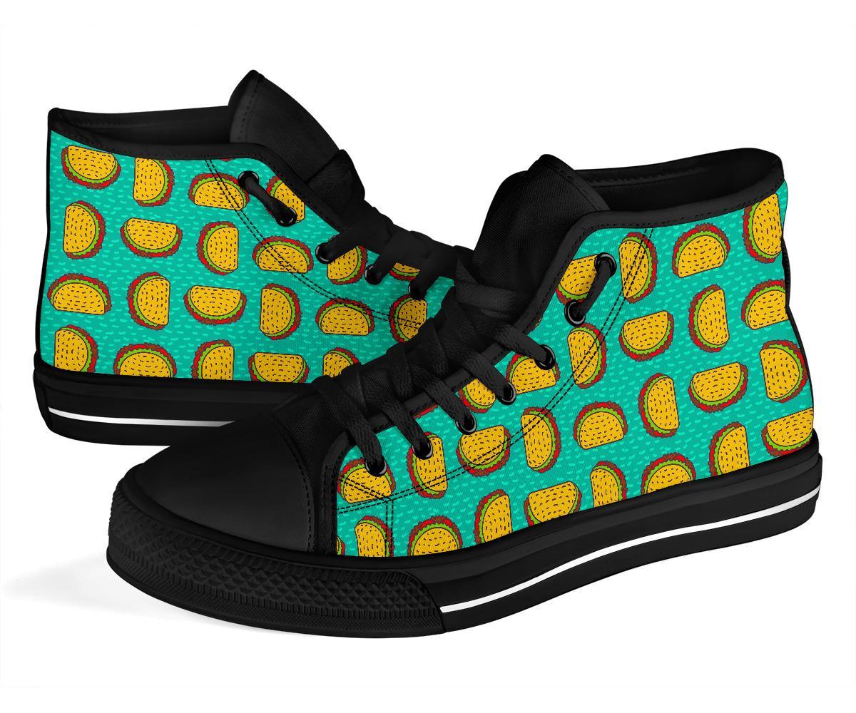 Taco Print Pattern Men Women's High Top Shoes-grizzshop