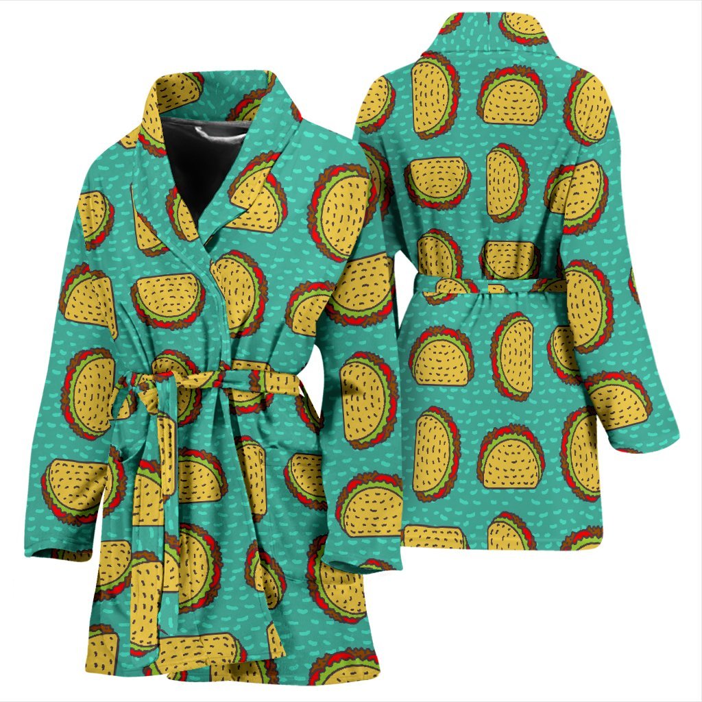 Taco Print Pattern Print Women Long Robe-grizzshop
