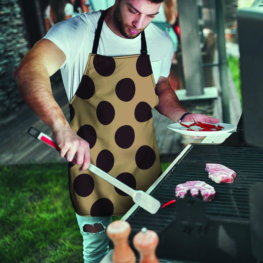 Tan And Black Polka Dot Men's Apron-grizzshop