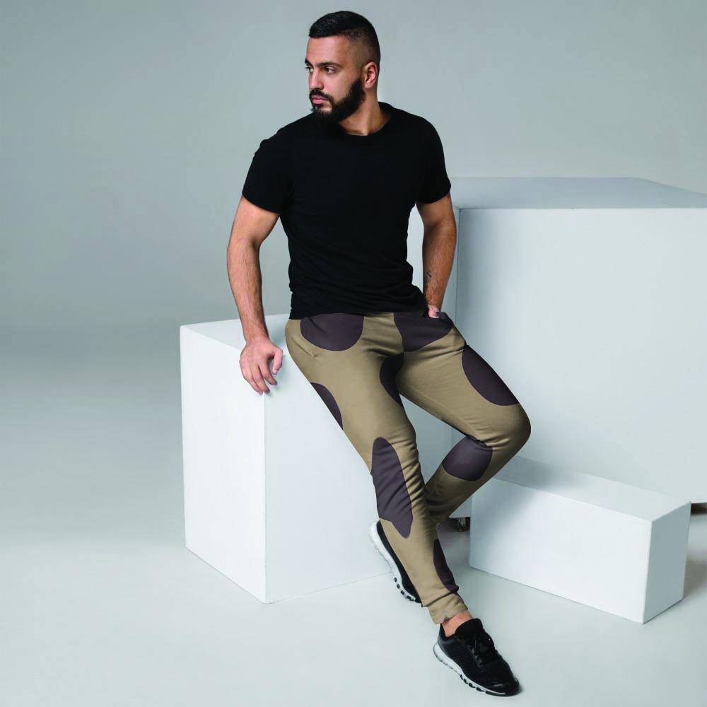 Tan And Black Polka Dot Men's Joggers-grizzshop