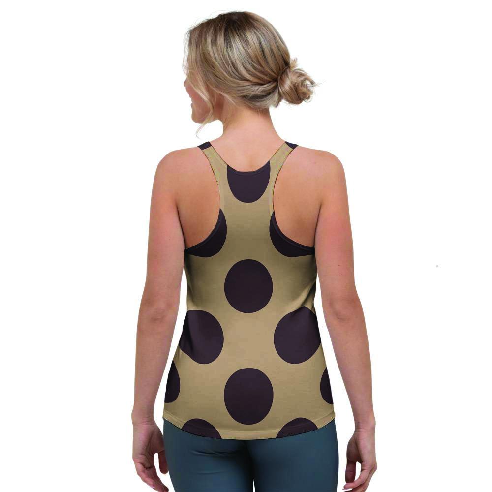 Tan And Black Polka Dot Women's Racerback Tank Top-grizzshop