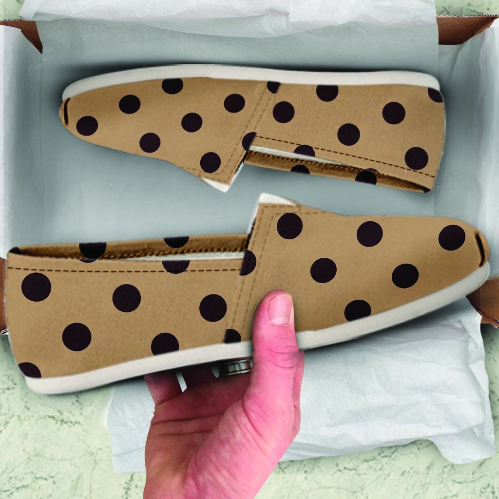 Tan And Black Tiny Polka Dot Canvas Shoes-grizzshop