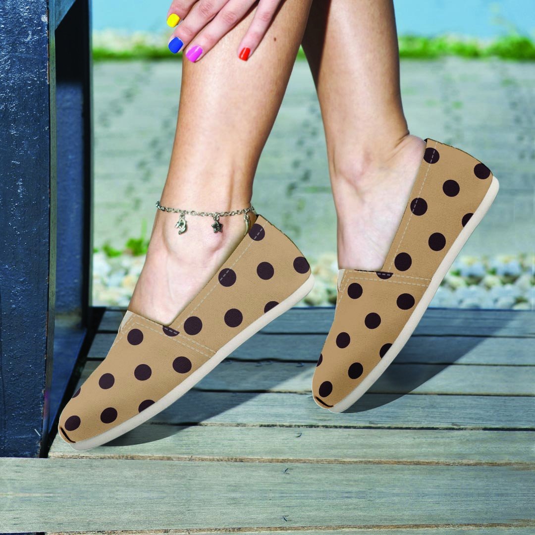 Tan And Black Tiny Polka Dot Canvas Shoes-grizzshop