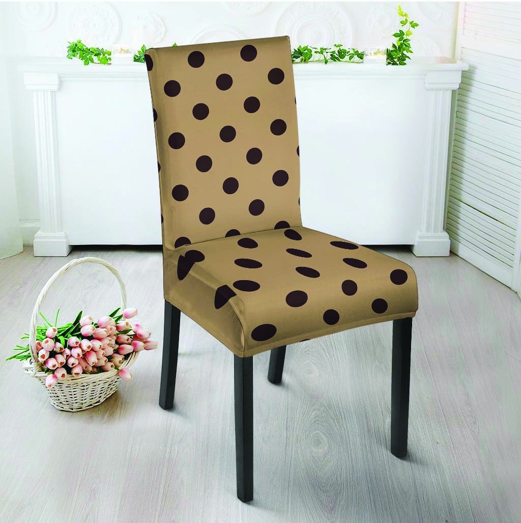 Tan And Black Tiny Polka Dot Chair Cover-grizzshop