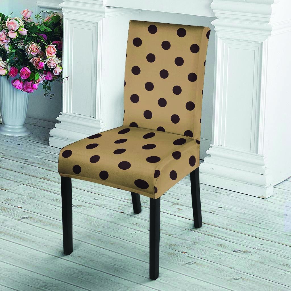 Tan And Black Tiny Polka Dot Chair Cover-grizzshop