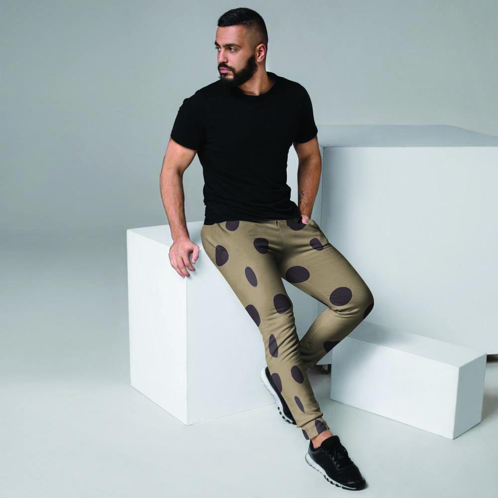 Tan And Black Tiny Polka Dot Men's Joggers-grizzshop