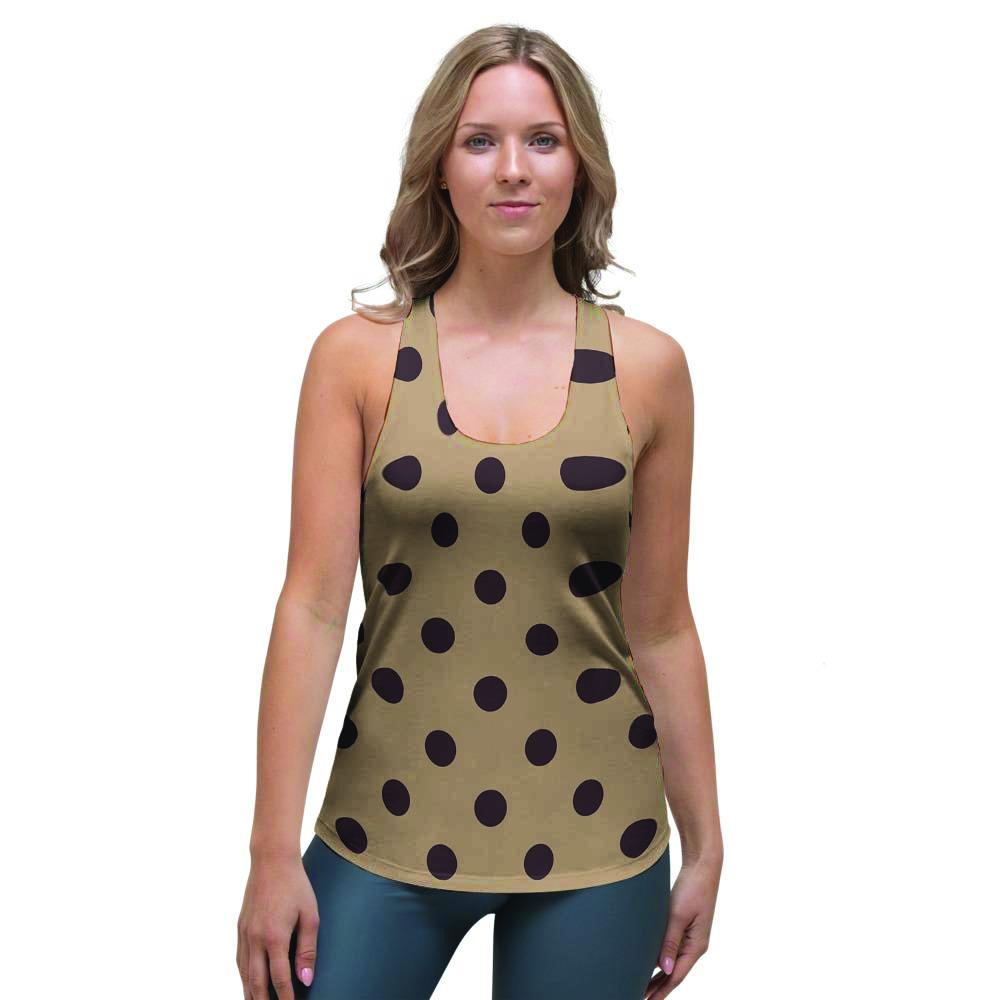 Tan And Black Tiny Polka Dot Women's Racerback Tank Top-grizzshop