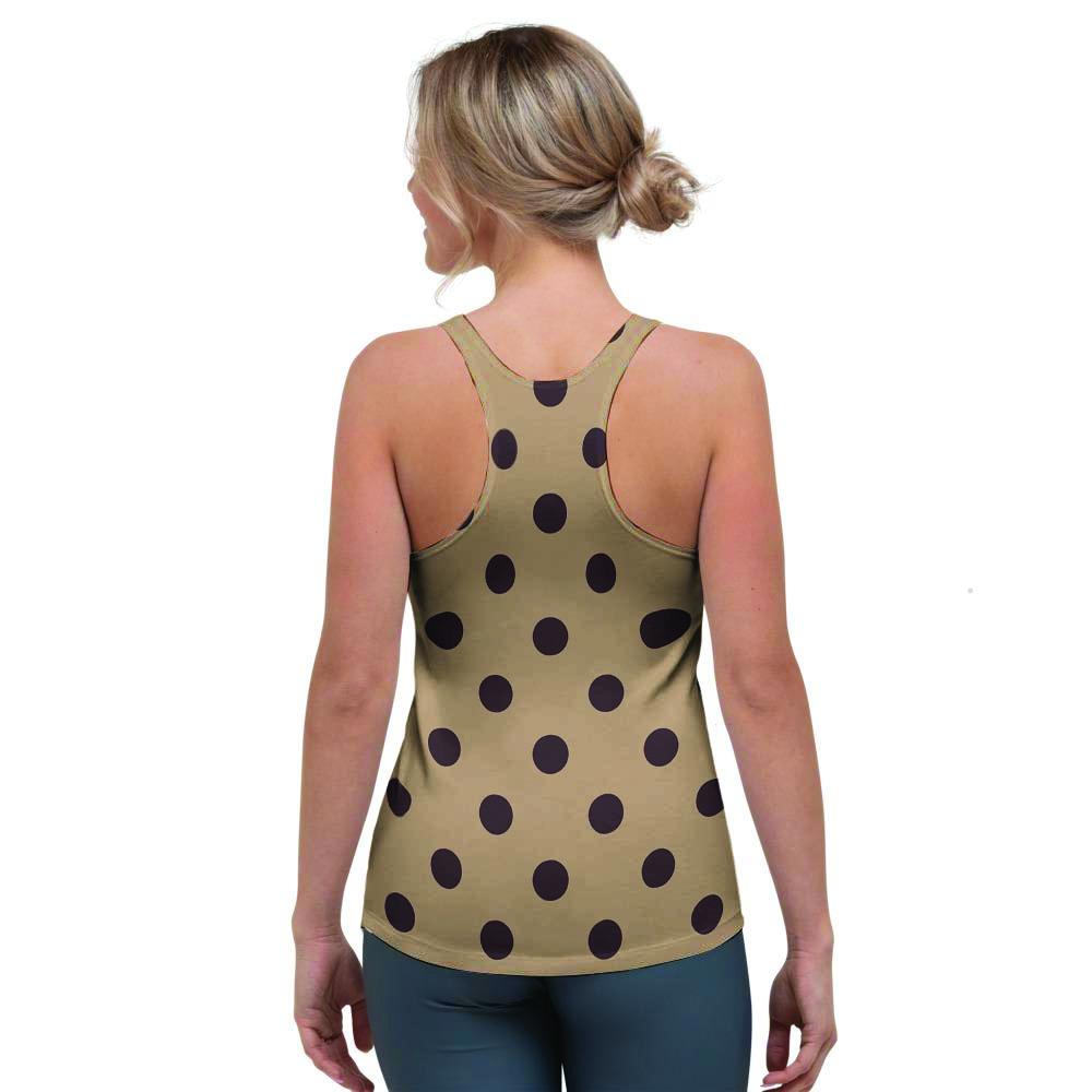 Tan And Black Tiny Polka Dot Women's Racerback Tank Top-grizzshop