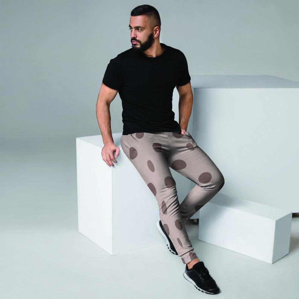 Tan And Brown Polka Dot Men's Joggers-grizzshop