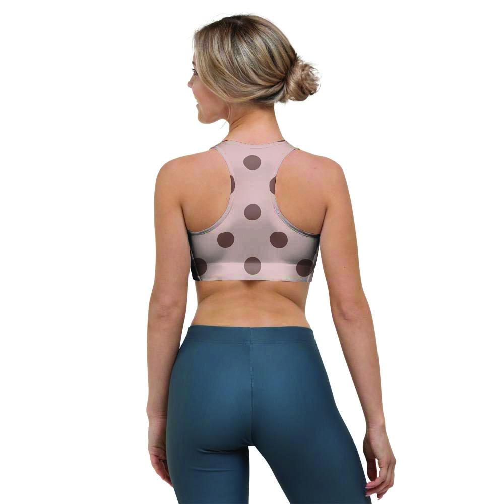 Tan And Brown Polka Dot Sports Bra-grizzshop