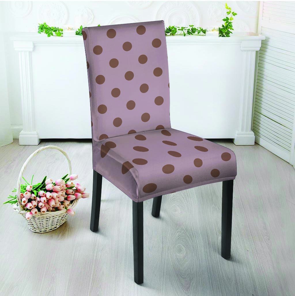 Tan And Brown Tiny Polka Dot Chair Cover-grizzshop