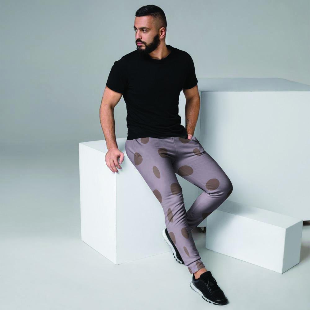 Tan And Brown Tiny Polka Dot Men's Joggers-grizzshop