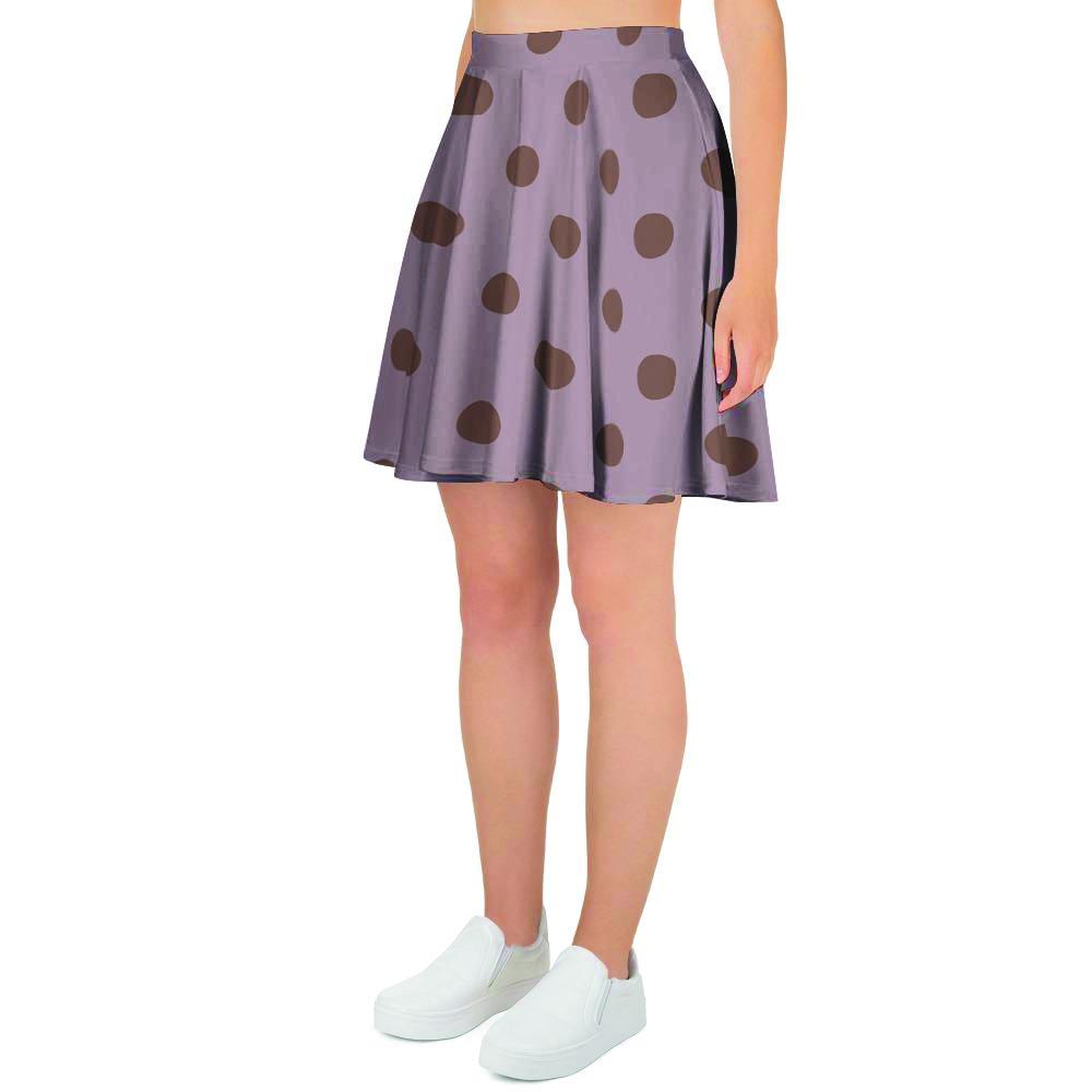 Tan And Brown Tiny Polka Dot Women's Skirt-grizzshop