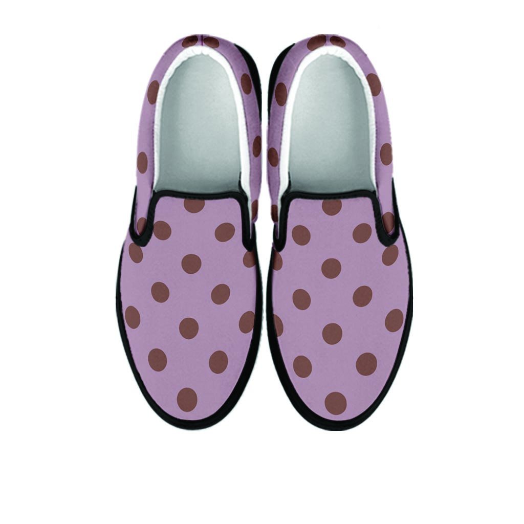 Tan And Brown Tiny Polka Dot Women's Slip On Sneakers-grizzshop