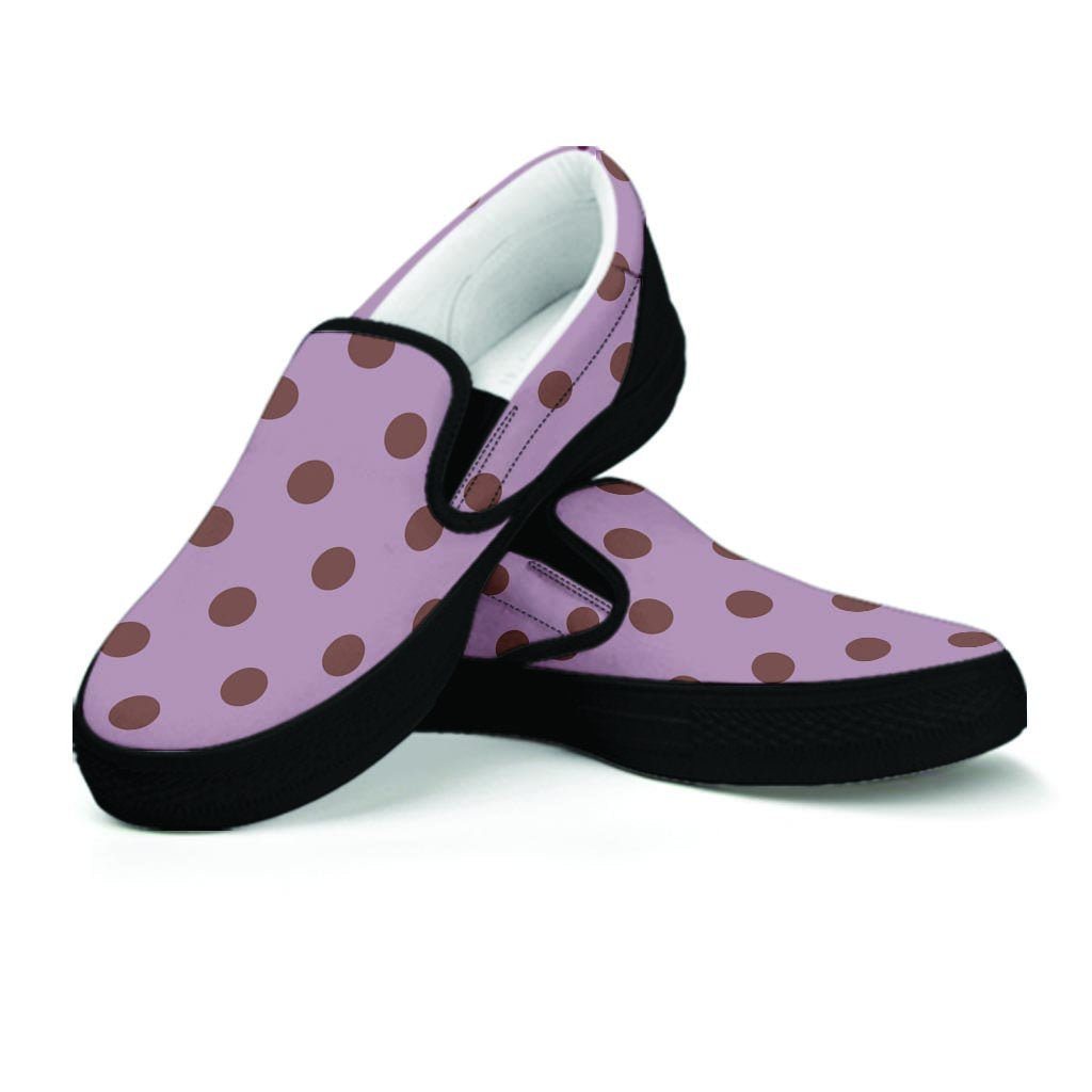 Tan And Brown Tiny Polka Dot Women's Slip On Sneakers-grizzshop