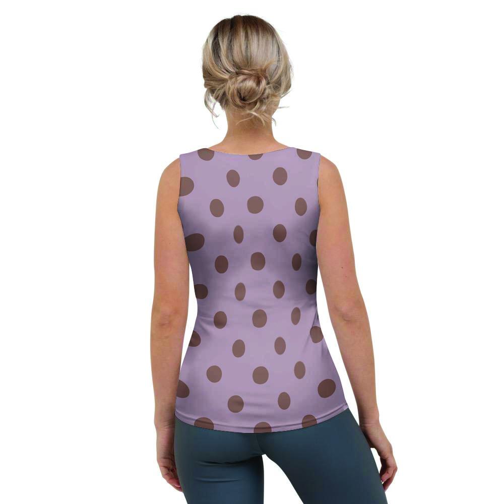 Tan And Brown Tiny Polka Dot Women's Tank Top-grizzshop
