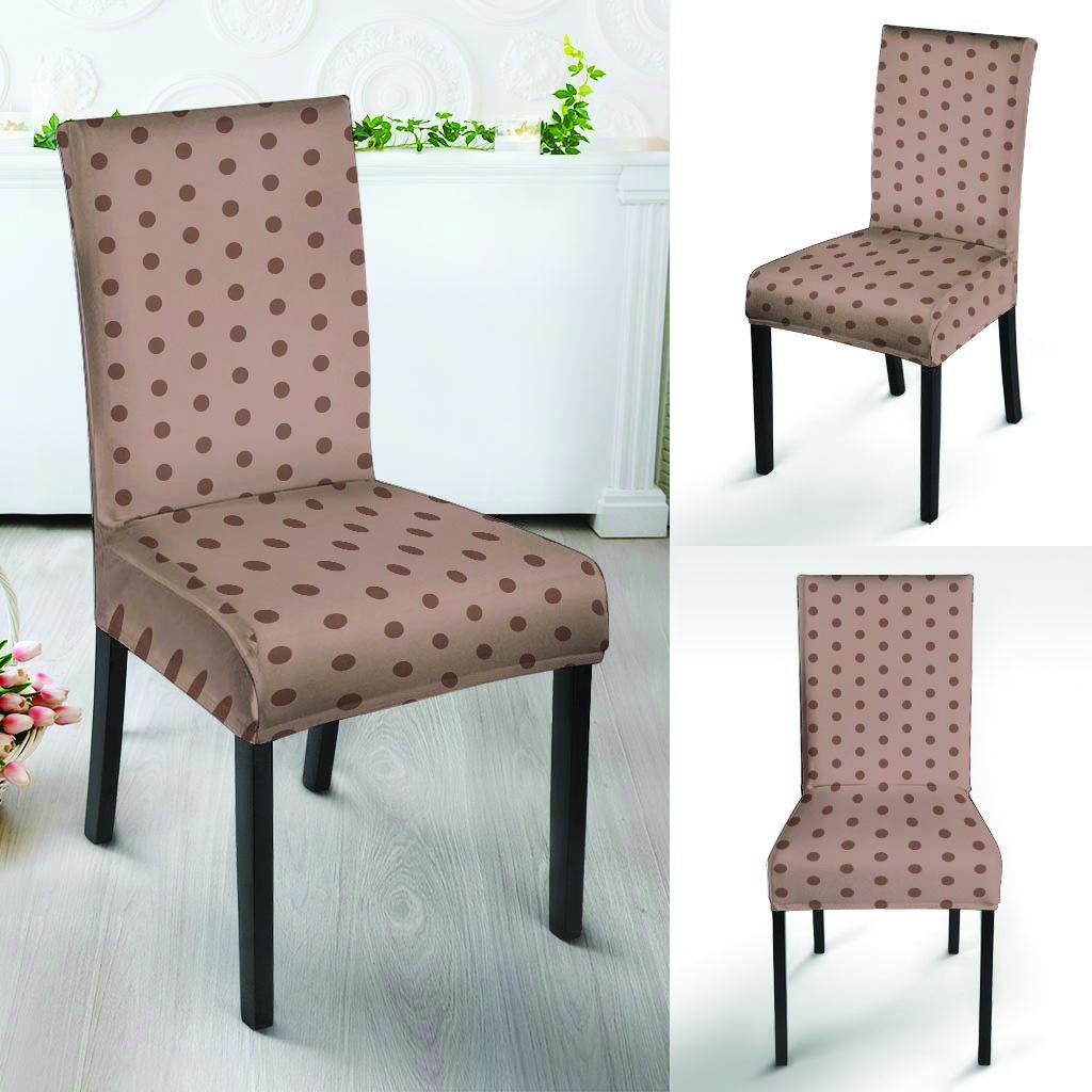Tan Brown Polka Dot Chair Cover-grizzshop