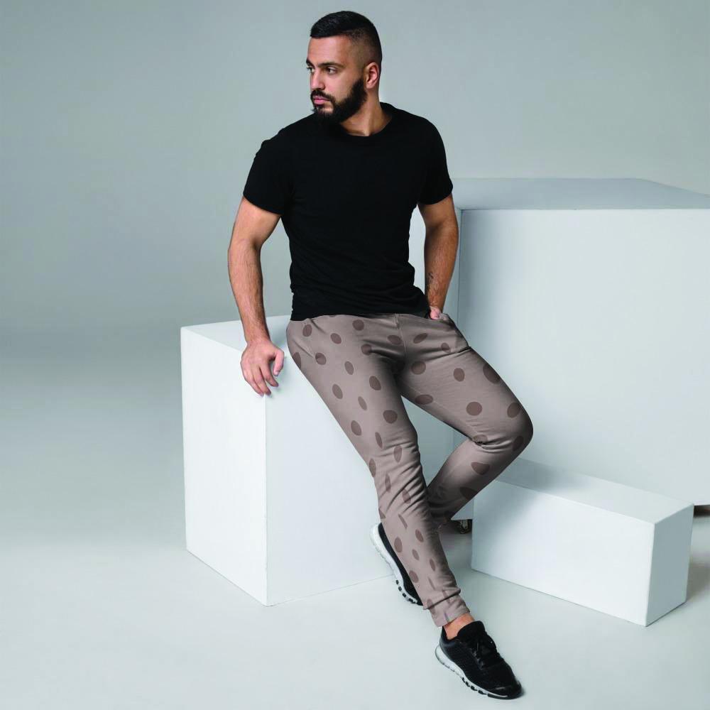 Tan Brown Polka Dot Men's Joggers-grizzshop