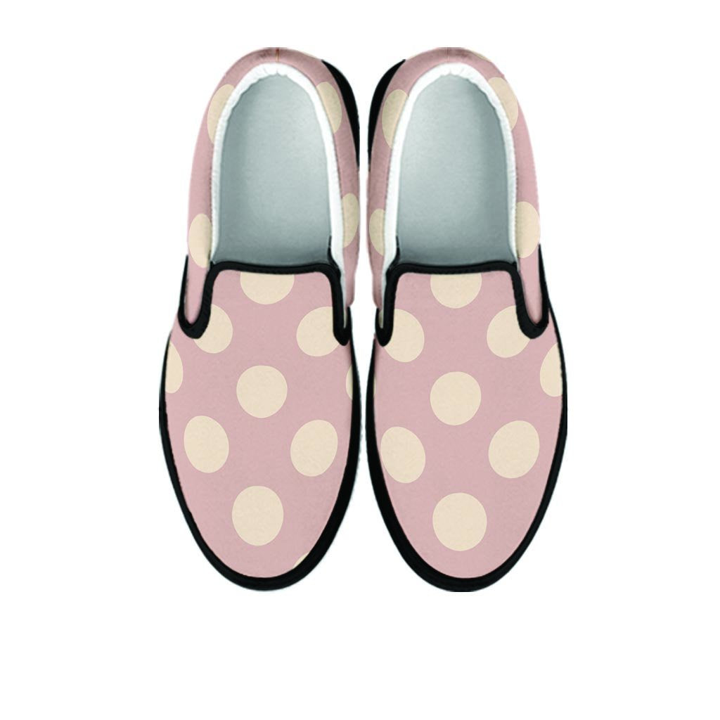 Tan Polka Dot Women's Slip On Sneakers-grizzshop