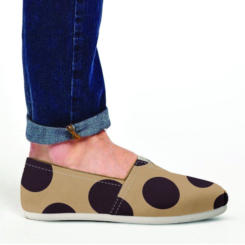 Tan And Black Polka Dot Canvas Shoes-grizzshop