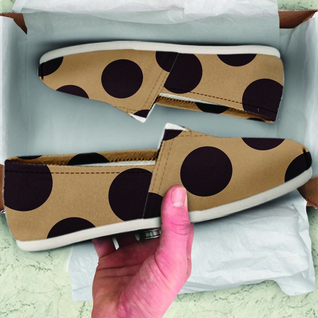 Tan And Black Polka Dot Canvas Shoes-grizzshop