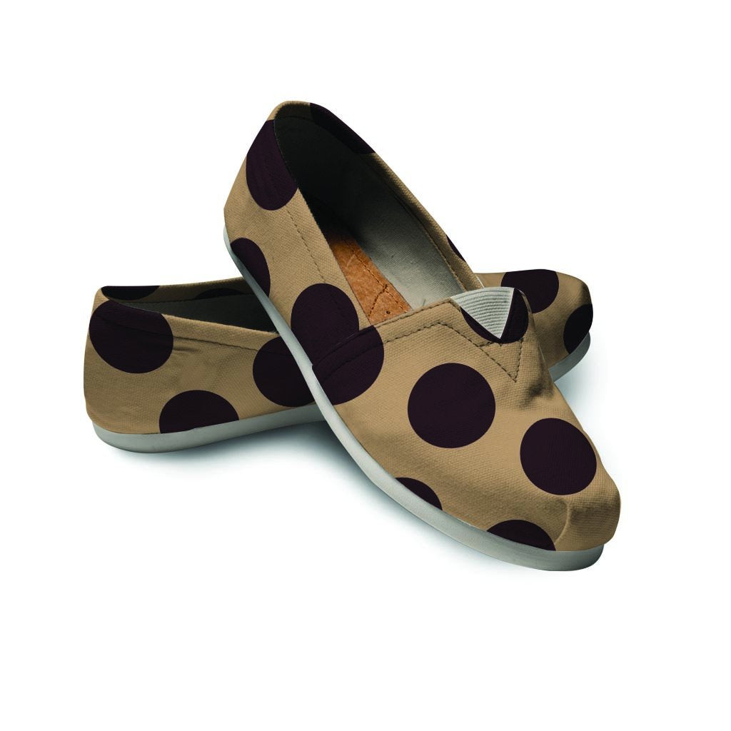 Tan And Black Polka Dot Canvas Shoes-grizzshop