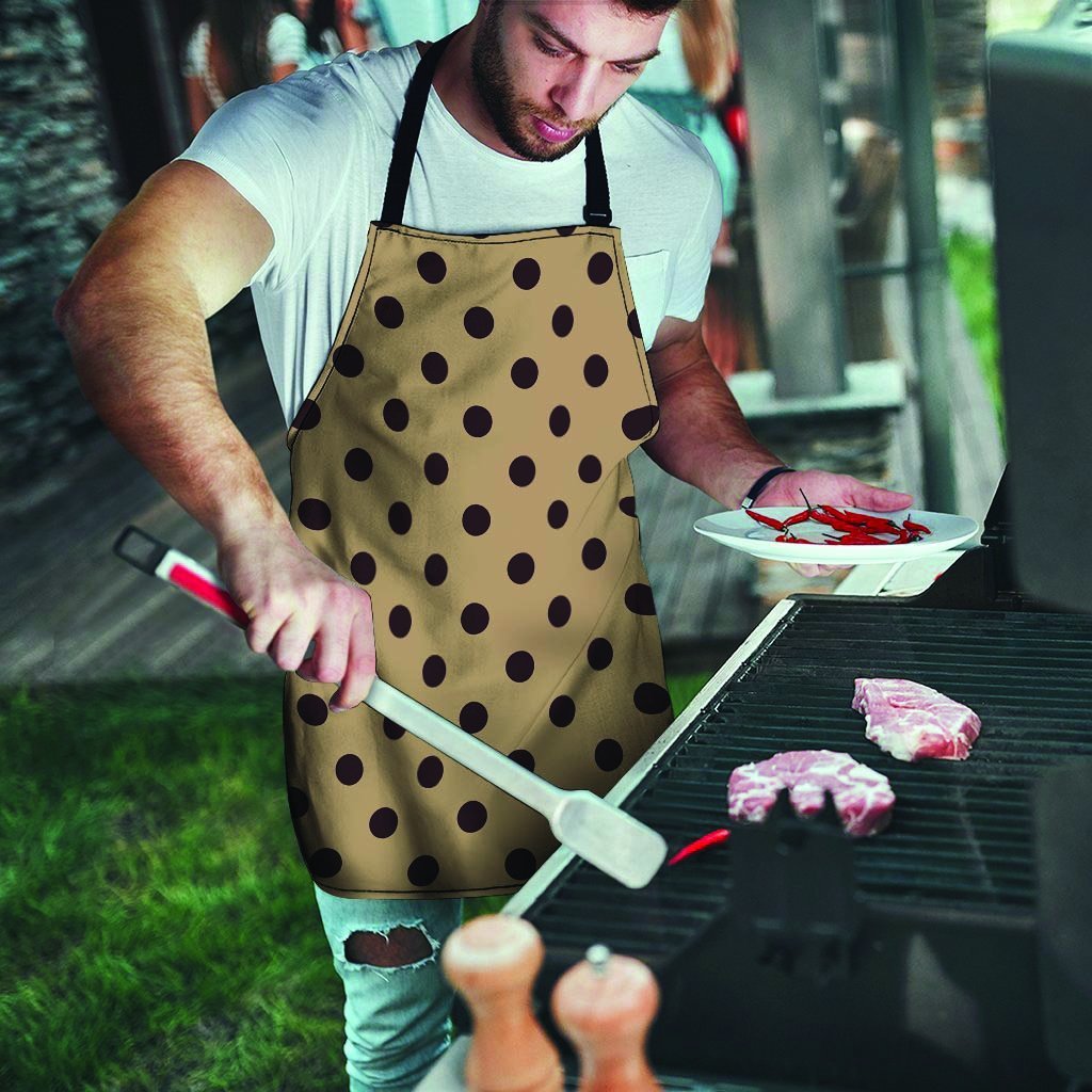 Tan And Black Tiny Polka Dot Men's Apron-grizzshop