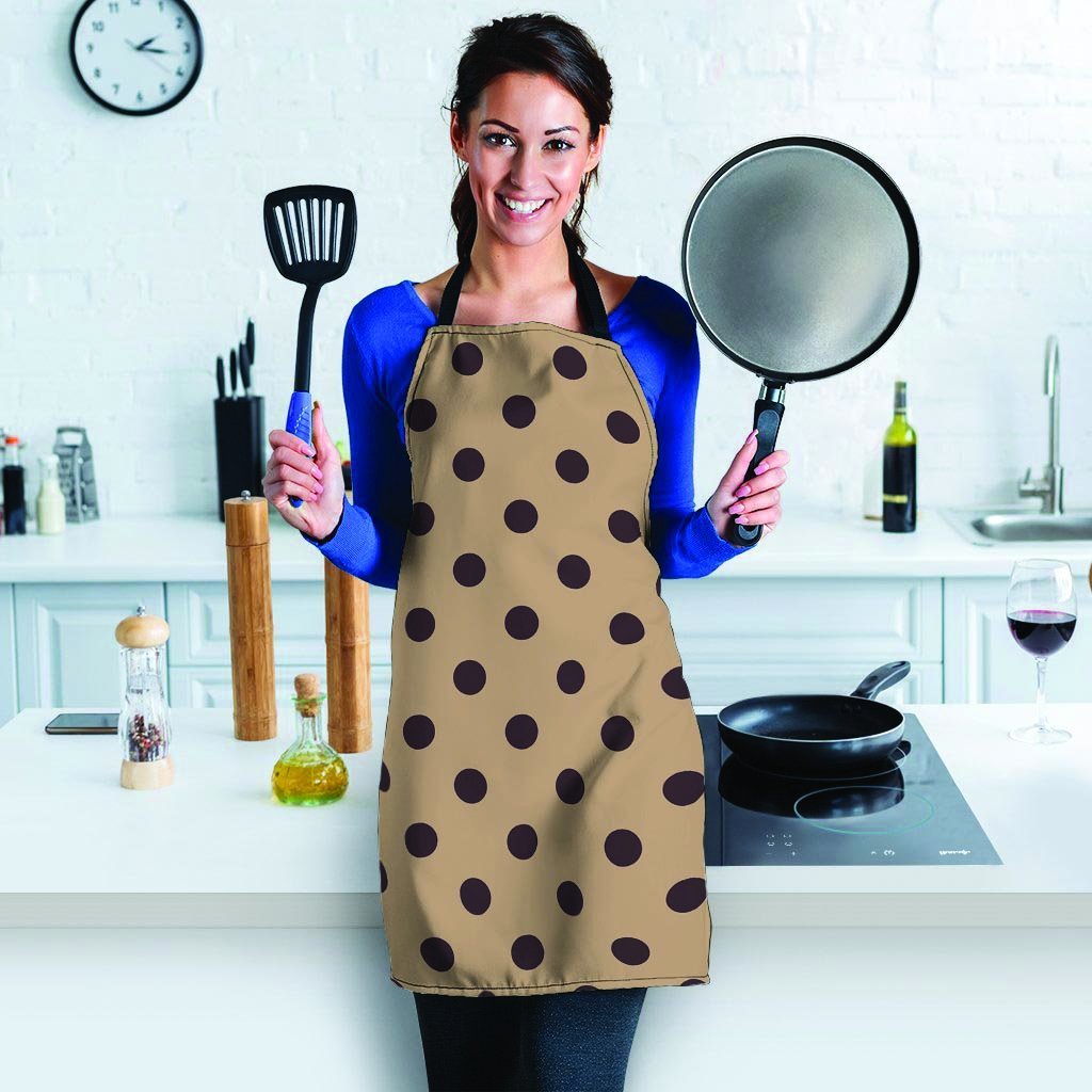Tan And Black Tiny Polka Dot Women's Apron-grizzshop