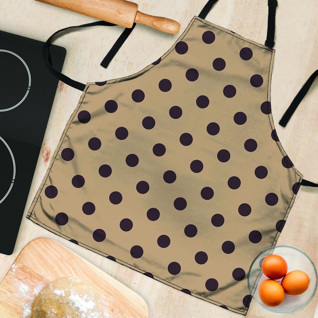 Tan And Black Tiny Polka Dot Women's Apron-grizzshop