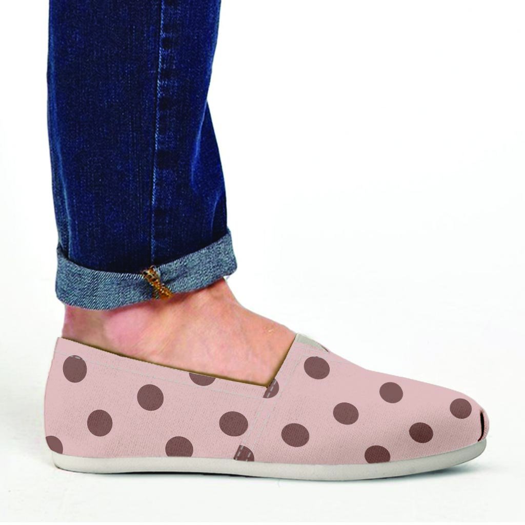 Tan And Brown Polka Dot Canvas Shoes-grizzshop