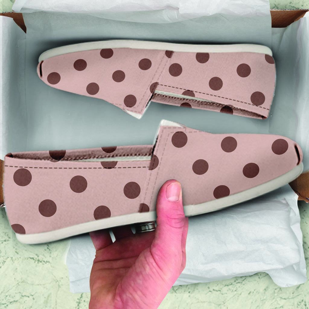 Tan And Brown Polka Dot Canvas Shoes-grizzshop