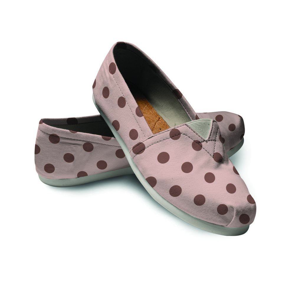 Tan And Brown Polka Dot Canvas Shoes-grizzshop