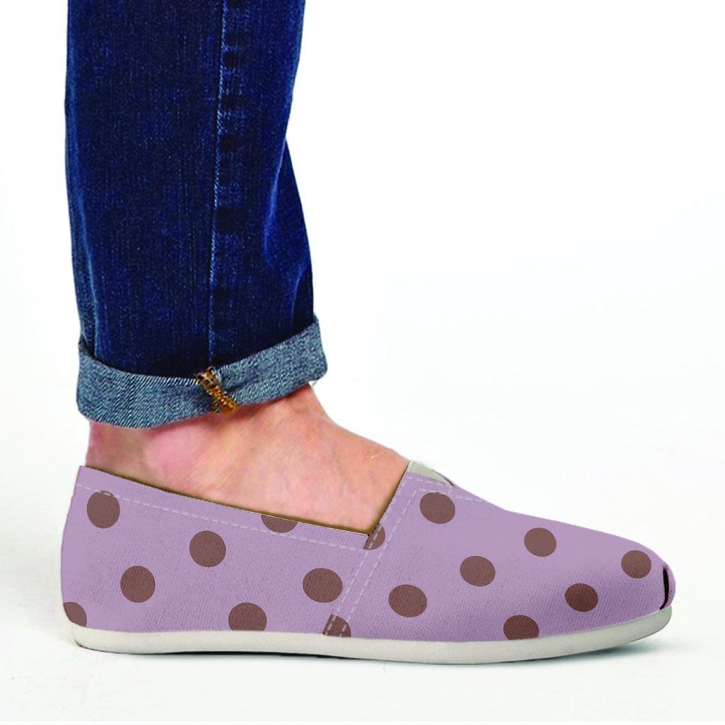 Tan And Brown Tiny Polka Dot Canvas Shoes-grizzshop