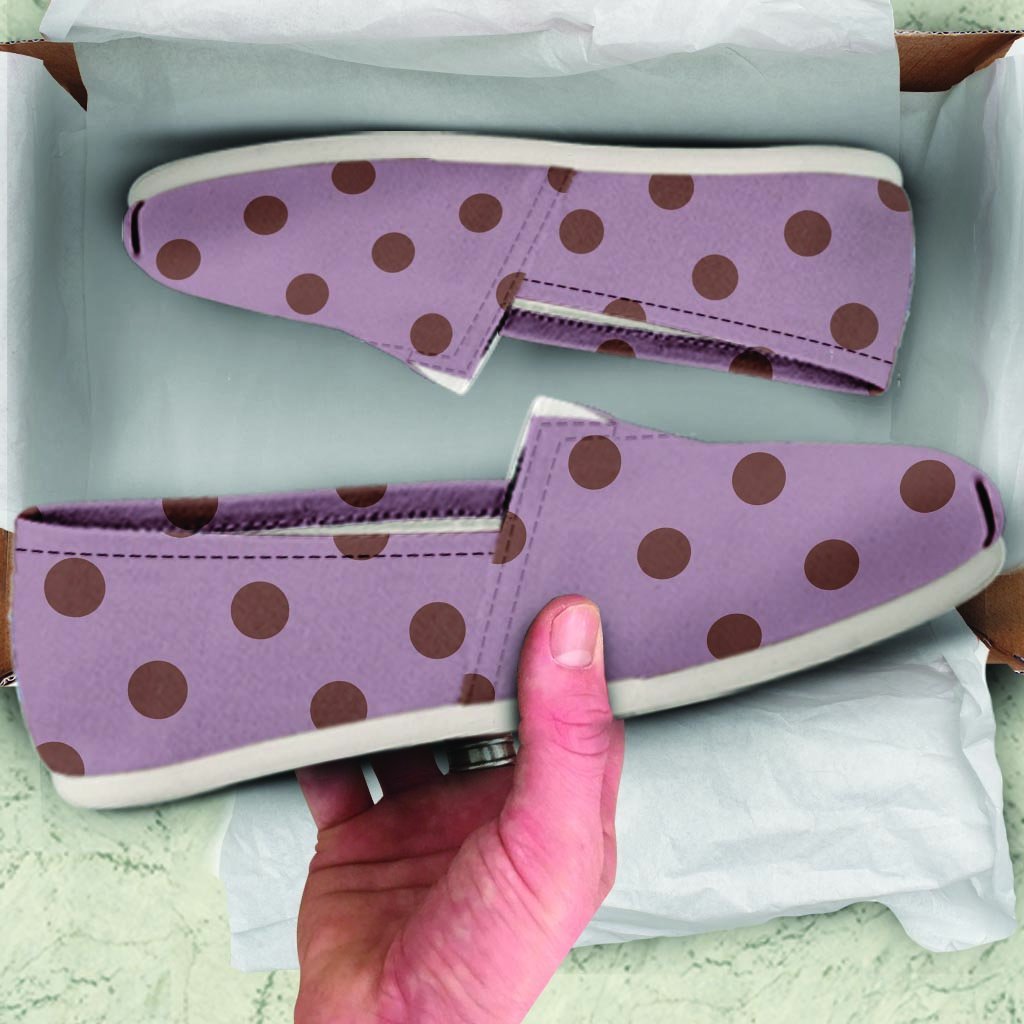 Tan And Brown Tiny Polka Dot Canvas Shoes-grizzshop