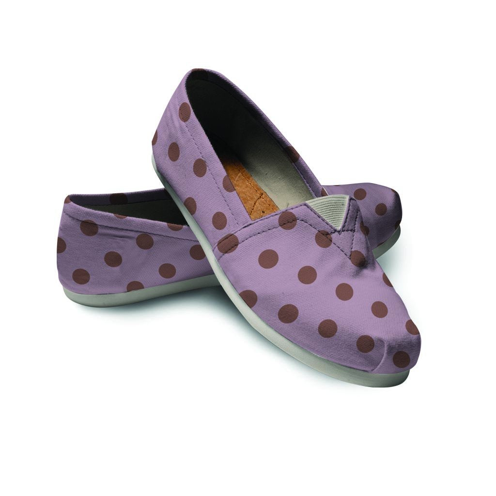 Tan And Brown Tiny Polka Dot Canvas Shoes-grizzshop