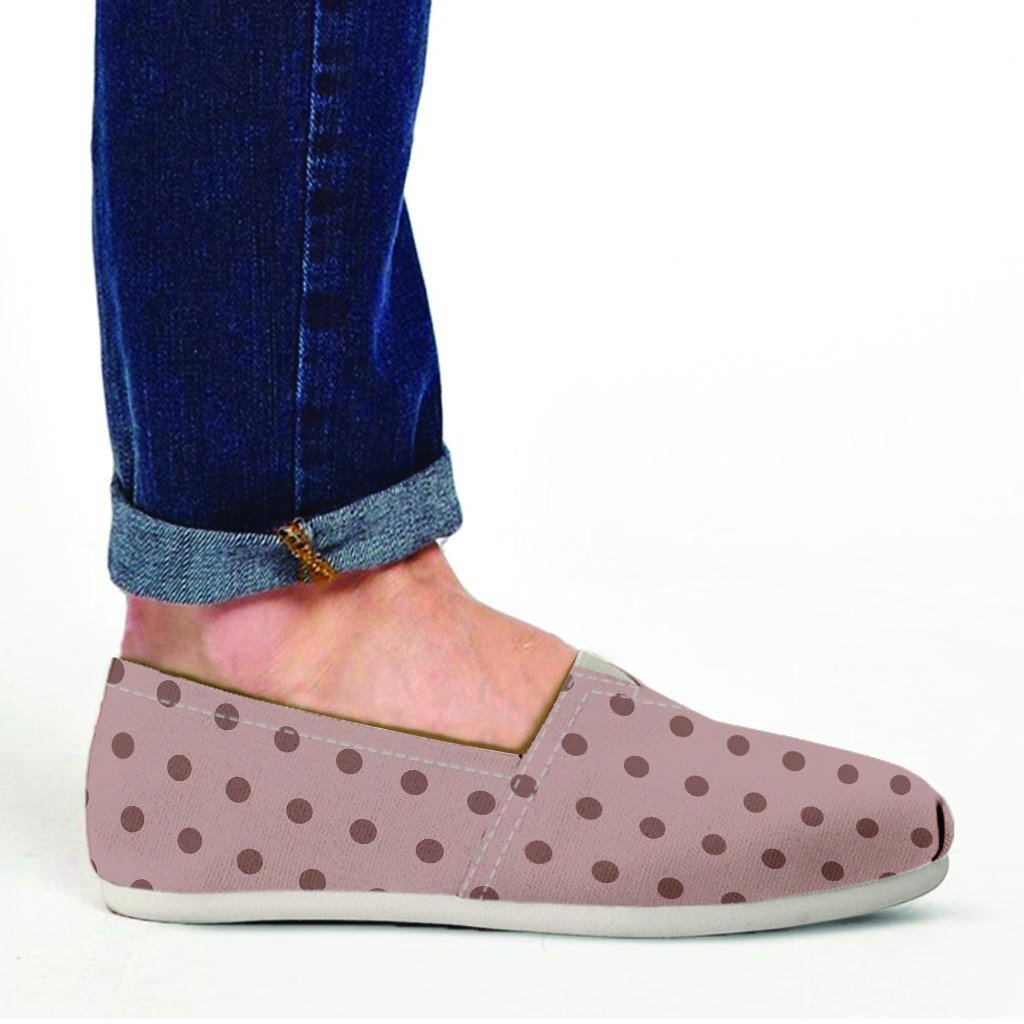 Tan Brown Polka Dot Canvas Shoes-grizzshop