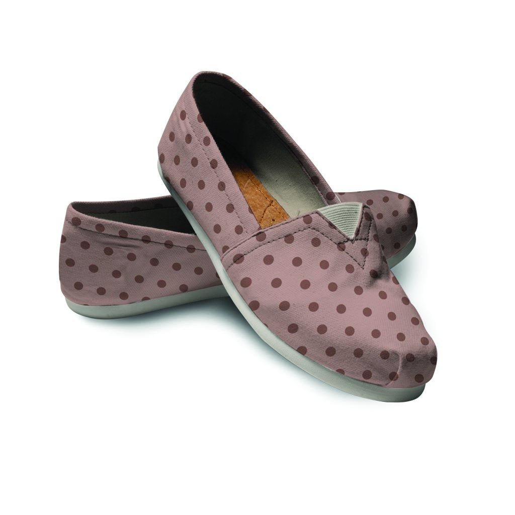 Tan Brown Polka Dot Canvas Shoes-grizzshop